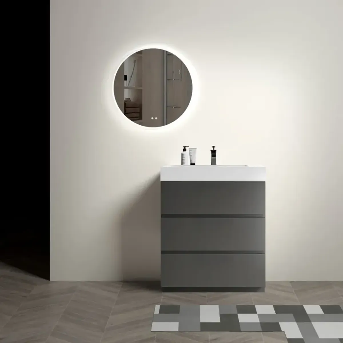 Alice 30" Gray Bathroom Vanity With Sink And Storage