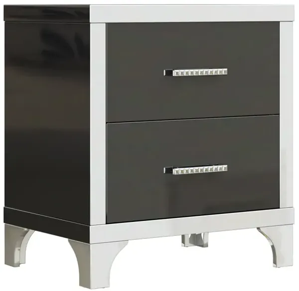Streamdale Elegant Mirrored Nightstand with Metal Handle