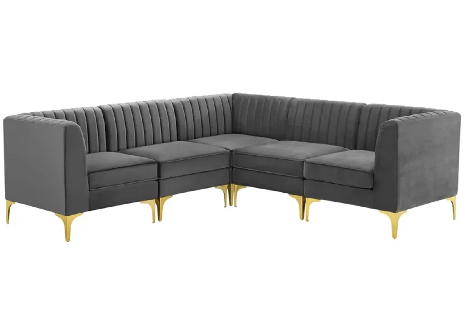 Triumph Channel Tufted Performance Velvet 5-Piece Sectional Sofa