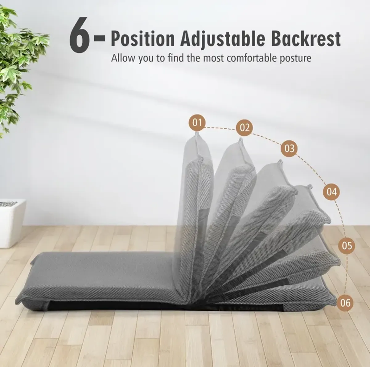 Adjustable 6 positions Folding Lazy Man Sofa Chair Floor Chair