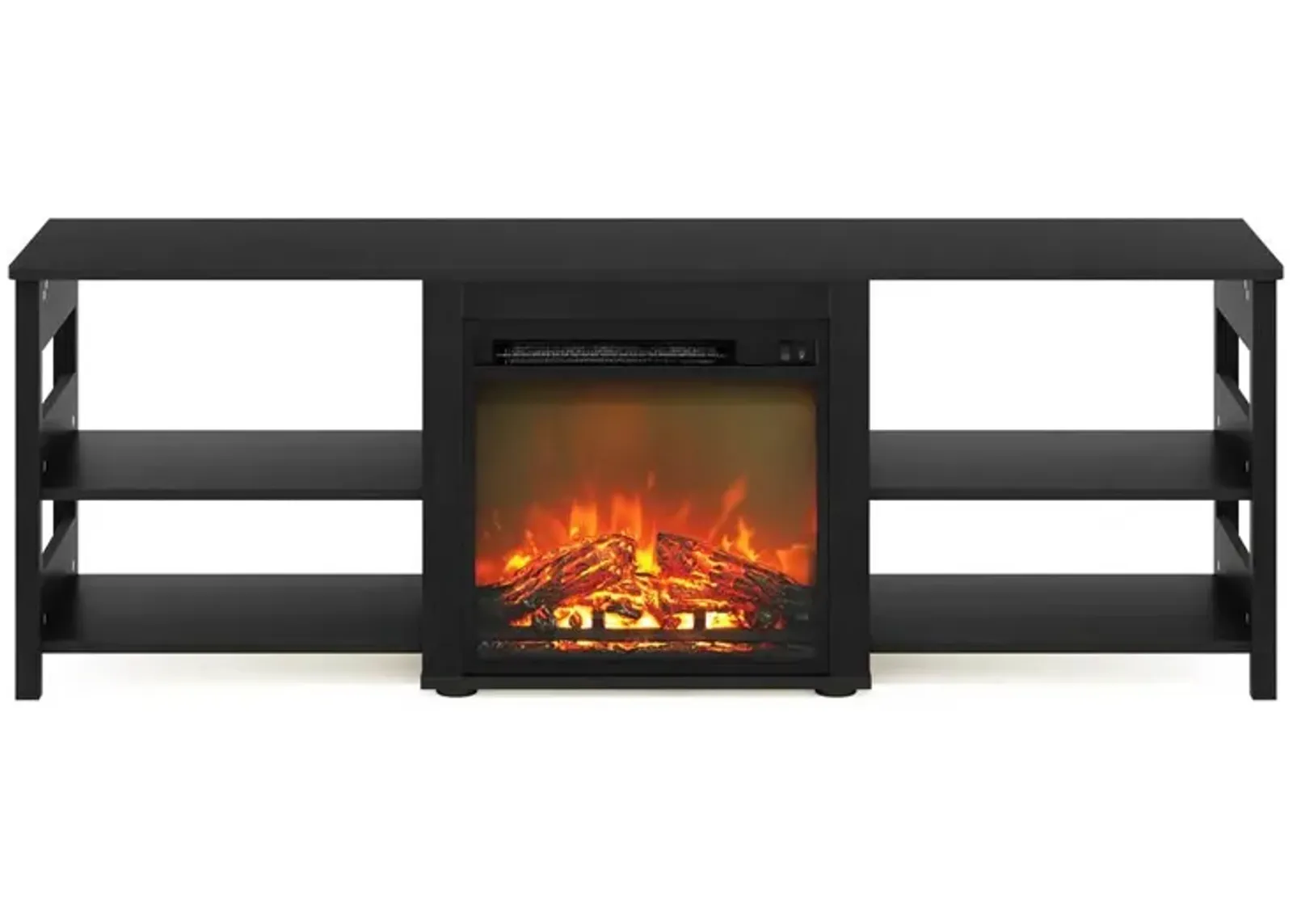 Furinno Classic 70 Inch TV Stand with Fireplace- Americano