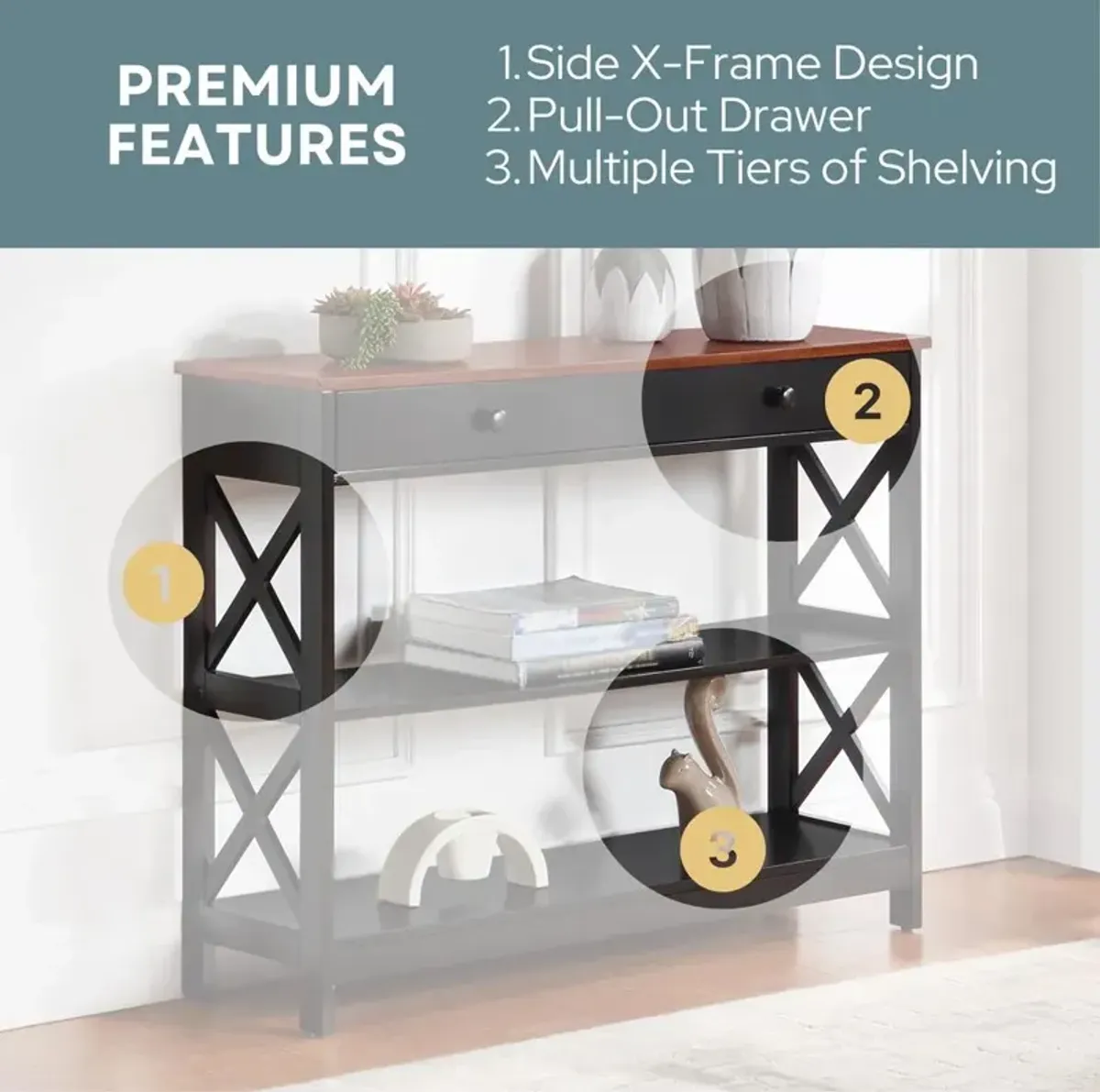 Convience Concept, Inc. Oxford 1 Drawer Console Table with Shelves