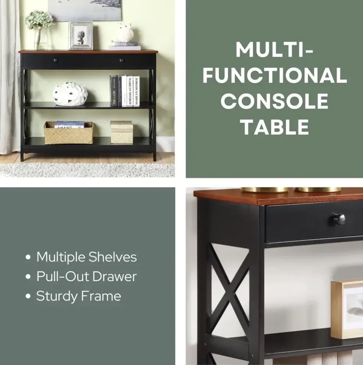 Convience Concept, Inc. Oxford 1 Drawer Console Table with Shelves