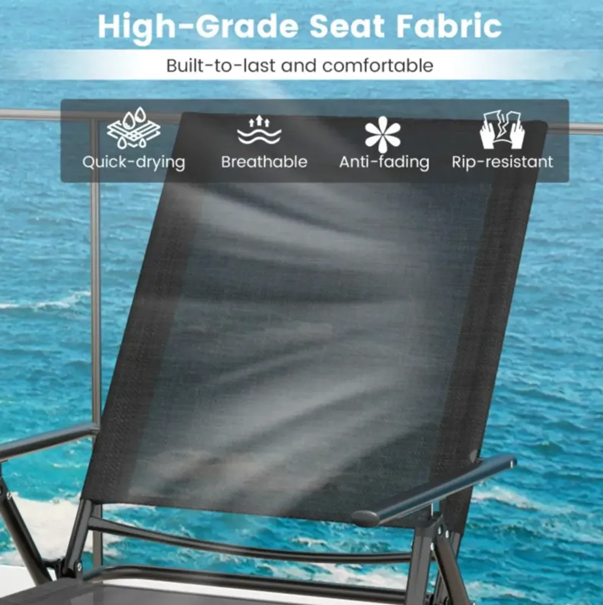 Hivvago 2 Piece Patio Folding Chaise Lounge Chairs Recliner with 6-Level Backrest