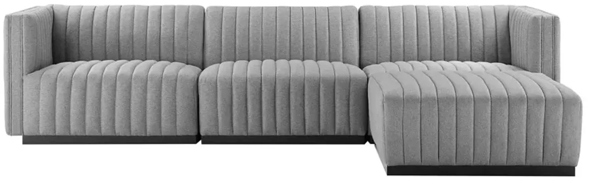 Conjure Channel Tufted Upholstered Fabric 4-Piece Sectional Sofa