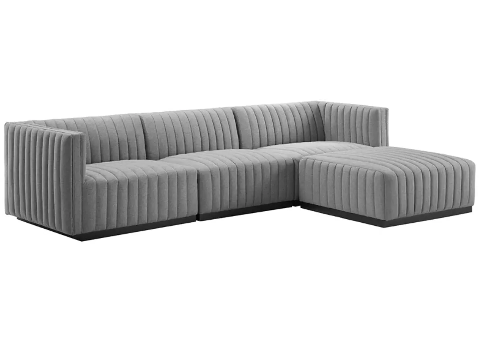 Conjure Channel Tufted Upholstered Fabric 4-Piece Sectional Sofa