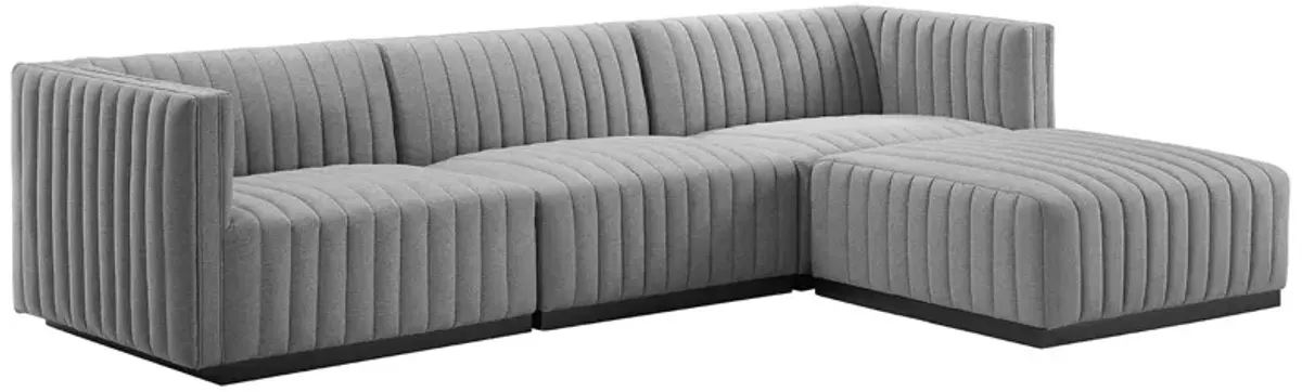 Conjure Channel Tufted Upholstered Fabric 4-Piece Sectional Sofa