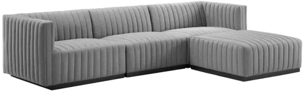 Conjure Channel Tufted Upholstered Fabric 4-Piece Sectional Sofa