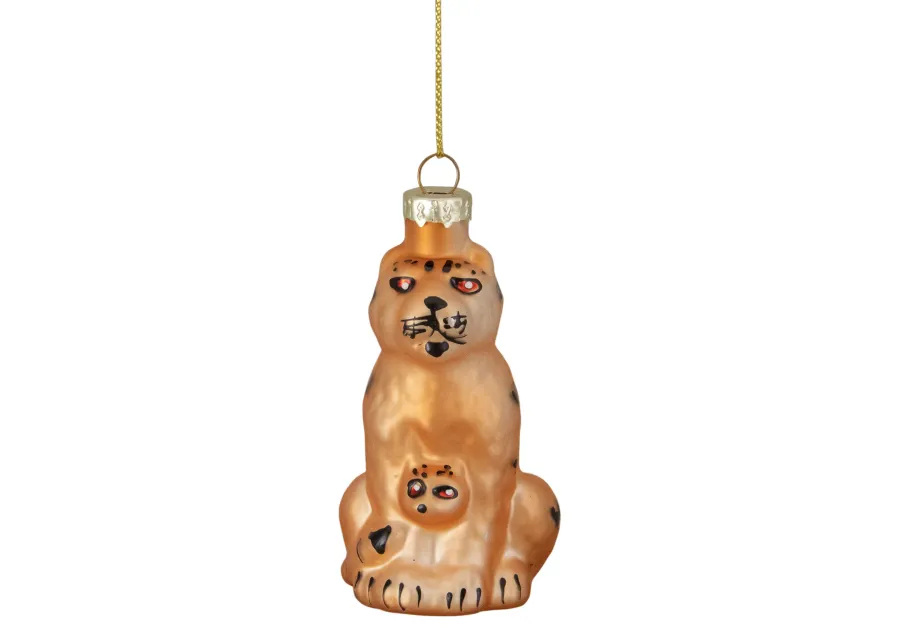 3" Orange and Black Glass Leopard Christmas Ornament