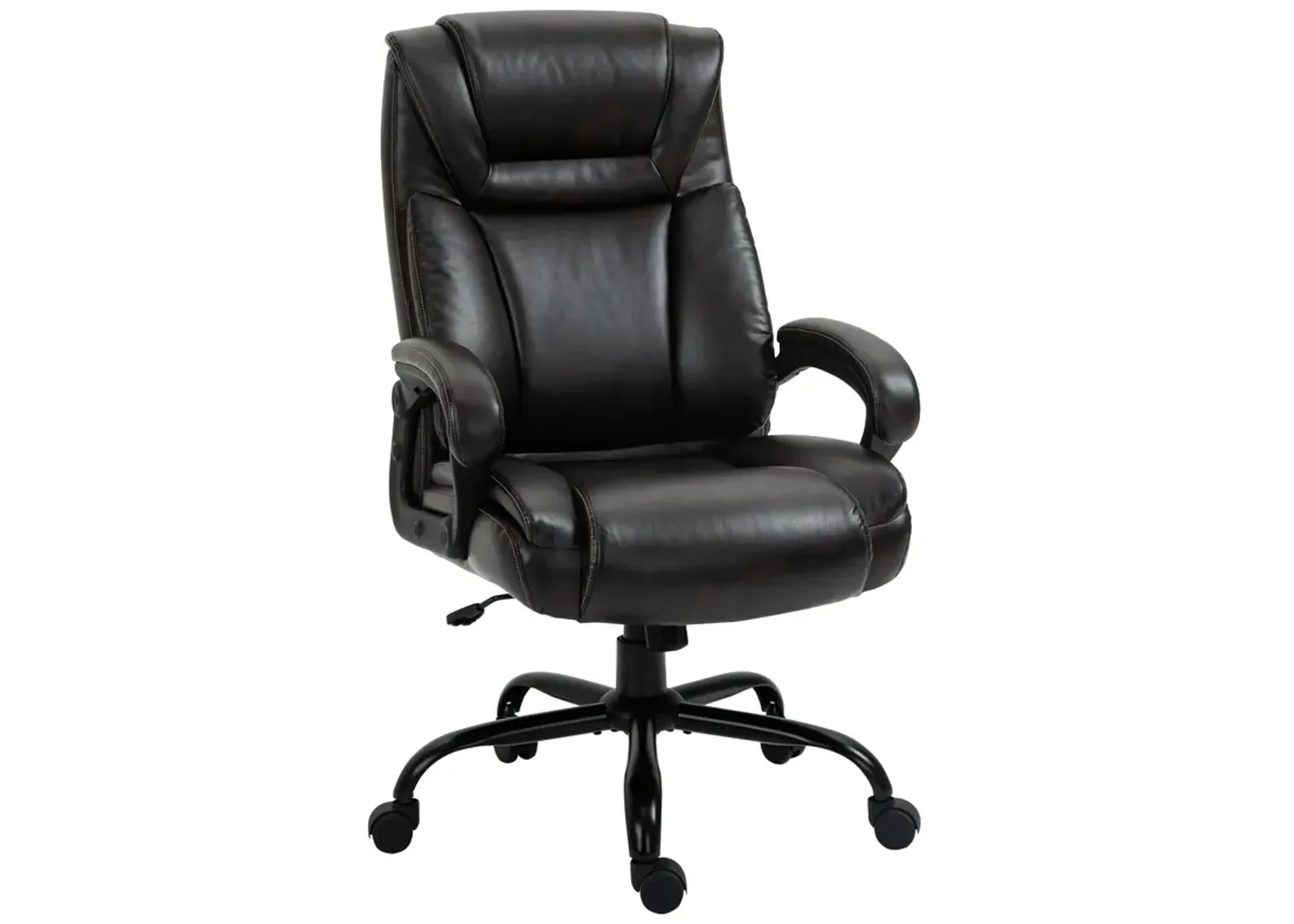 Brown Executive Comfort: 400lbs High Back PU Leather Ergonomic Chair