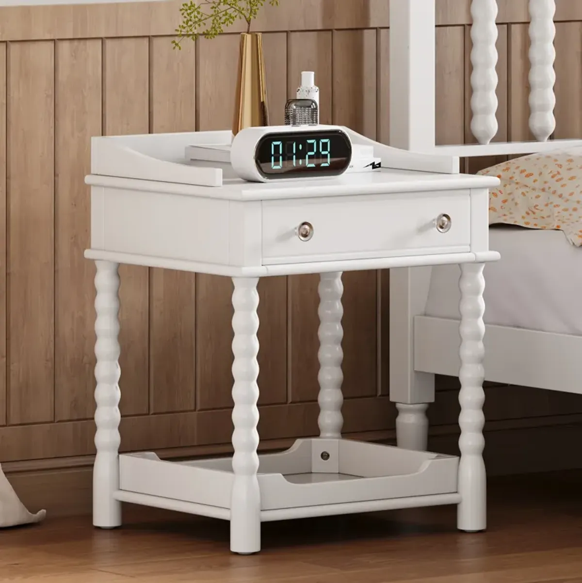 Merax Retro Style Nightstand with 1 Drawer and Open Shelf