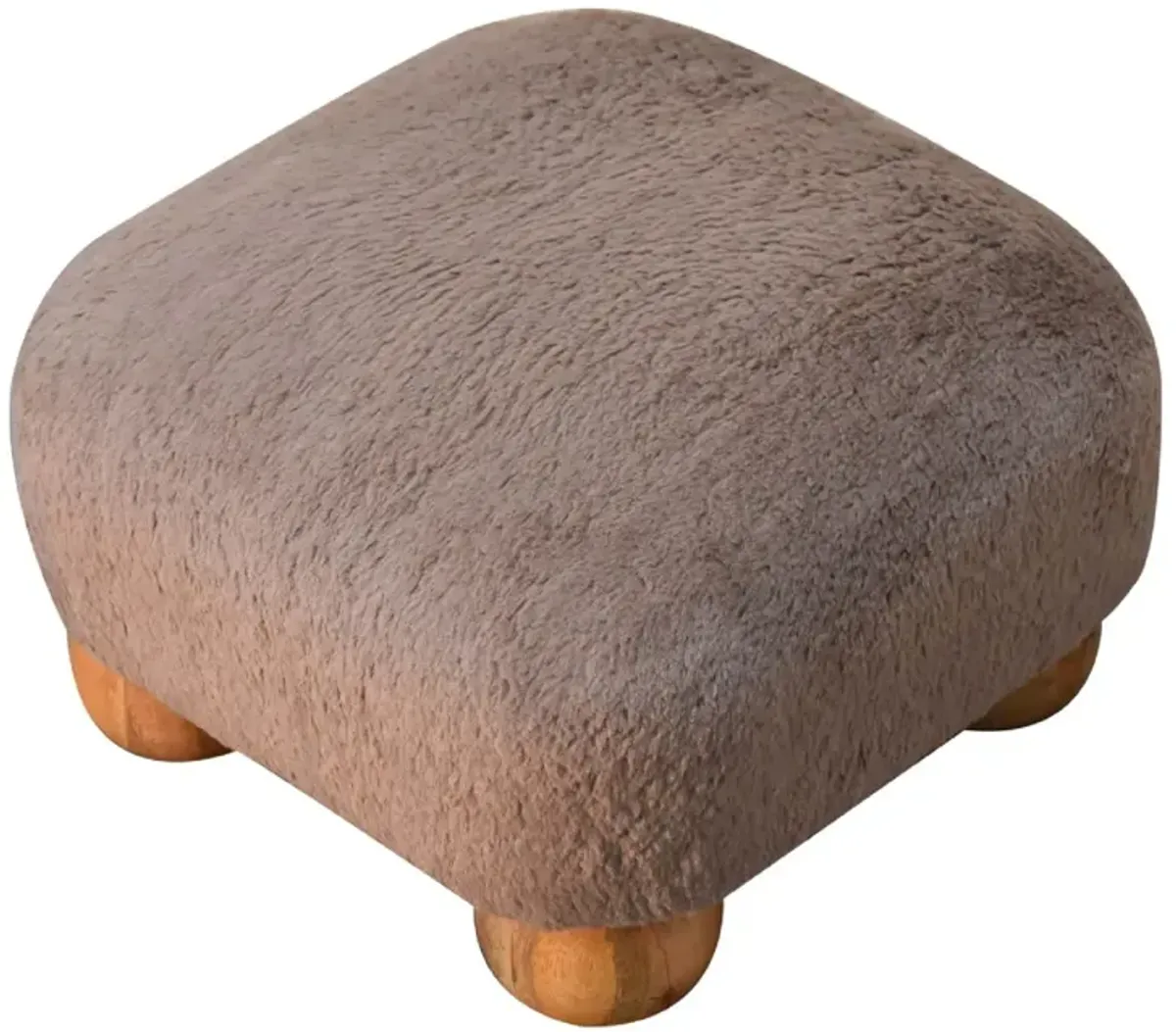 Artisan Furniture solid Wood Mocha Faux Fur Nordic Footstool