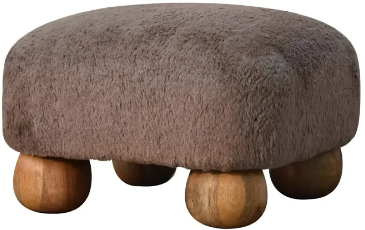 Artisan Furniture solid Wood Mocha Faux Fur Nordic Footstool