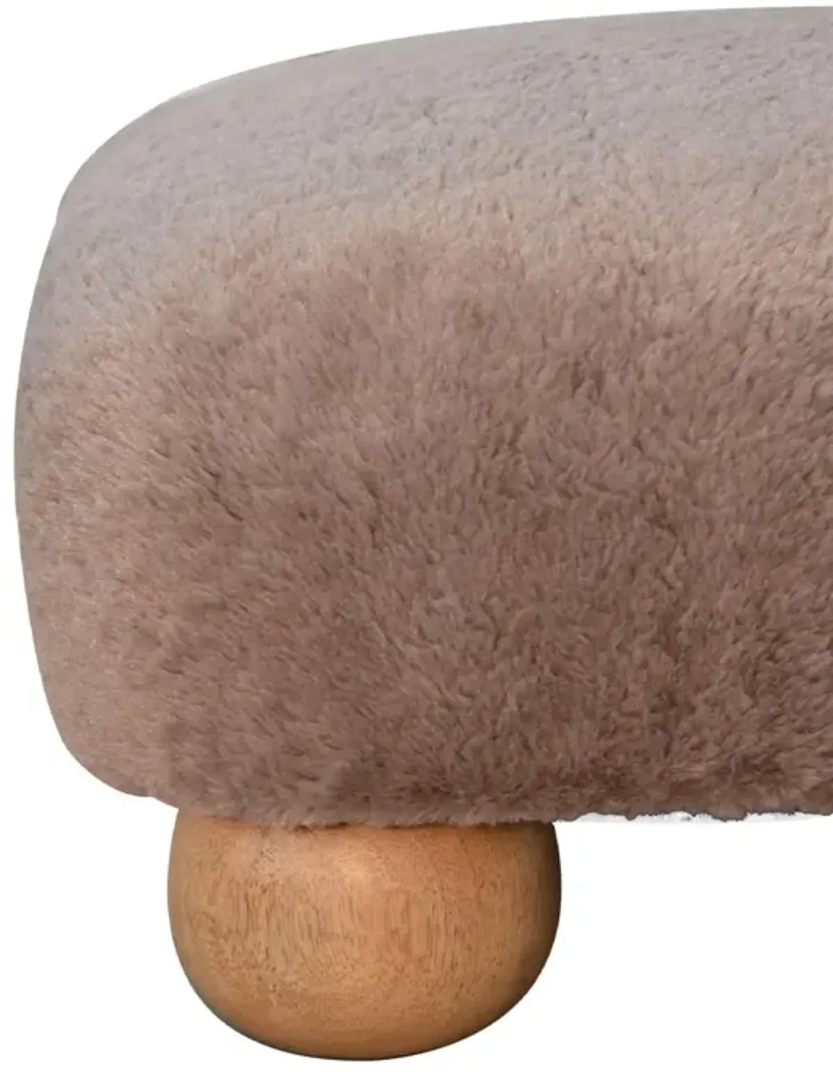 Artisan Furniture solid Wood Mocha Faux Fur Nordic Footstool