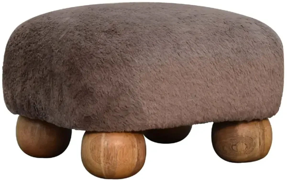 Artisan Furniture solid Wood Mocha Faux Fur Nordic Footstool