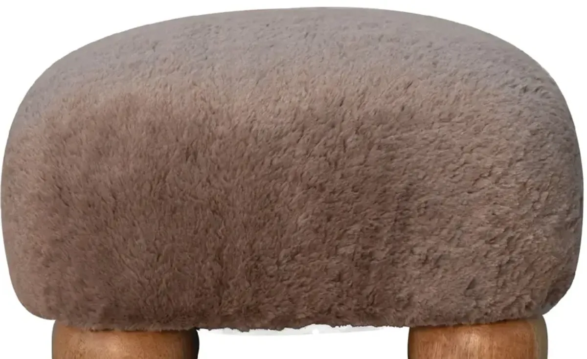 Artisan Furniture solid Wood Mocha Faux Fur Nordic Footstool