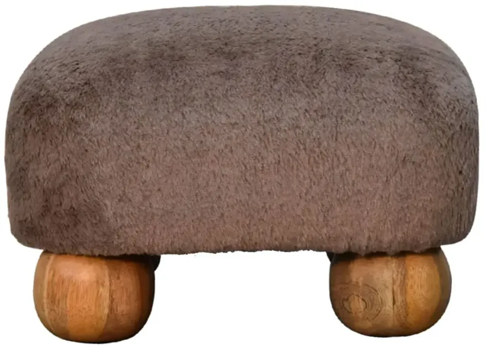 Artisan Furniture solid Wood Mocha Faux Fur Nordic Footstool