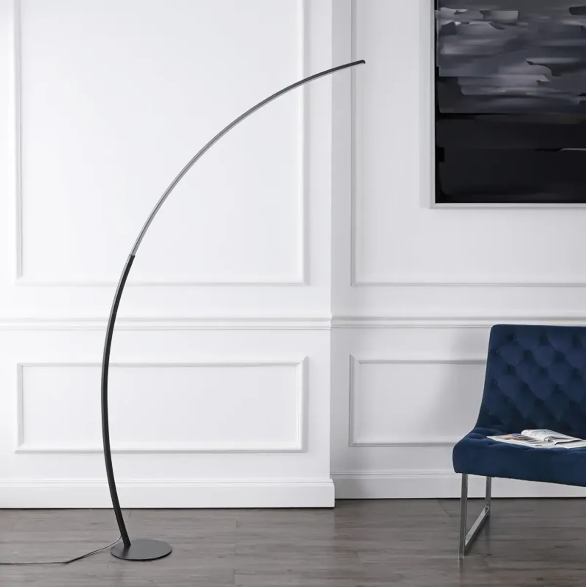 Enzo Contemporary Minimalist Metal Arc Dimmable Integrated LED Floor Lamp