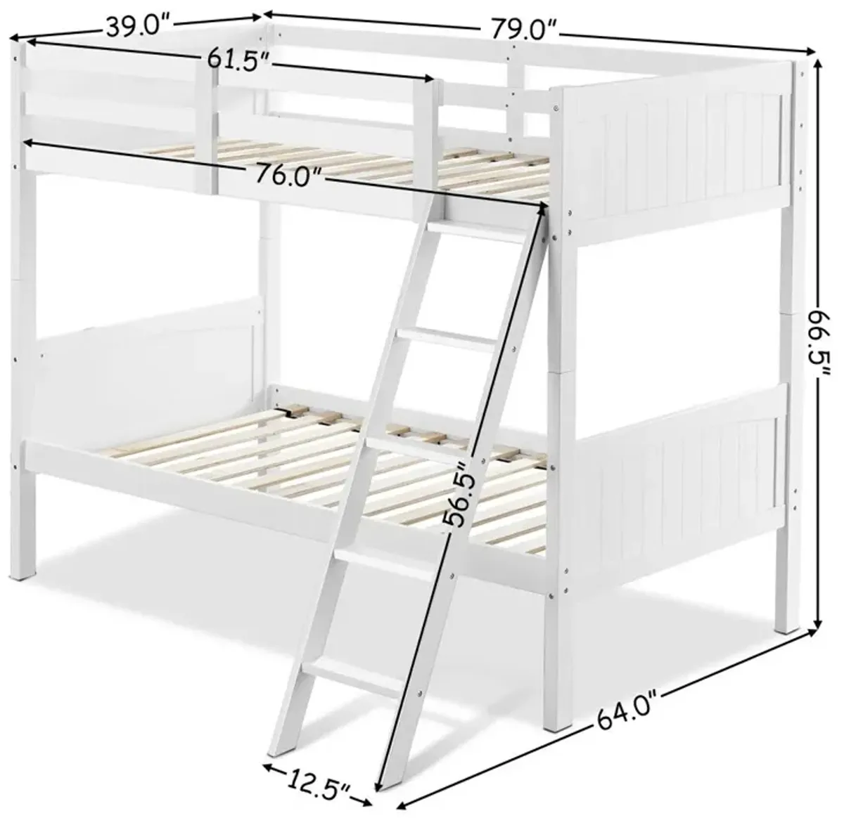 Twin Size Wooden Bunk Beds Convertible 2 Individual Beds