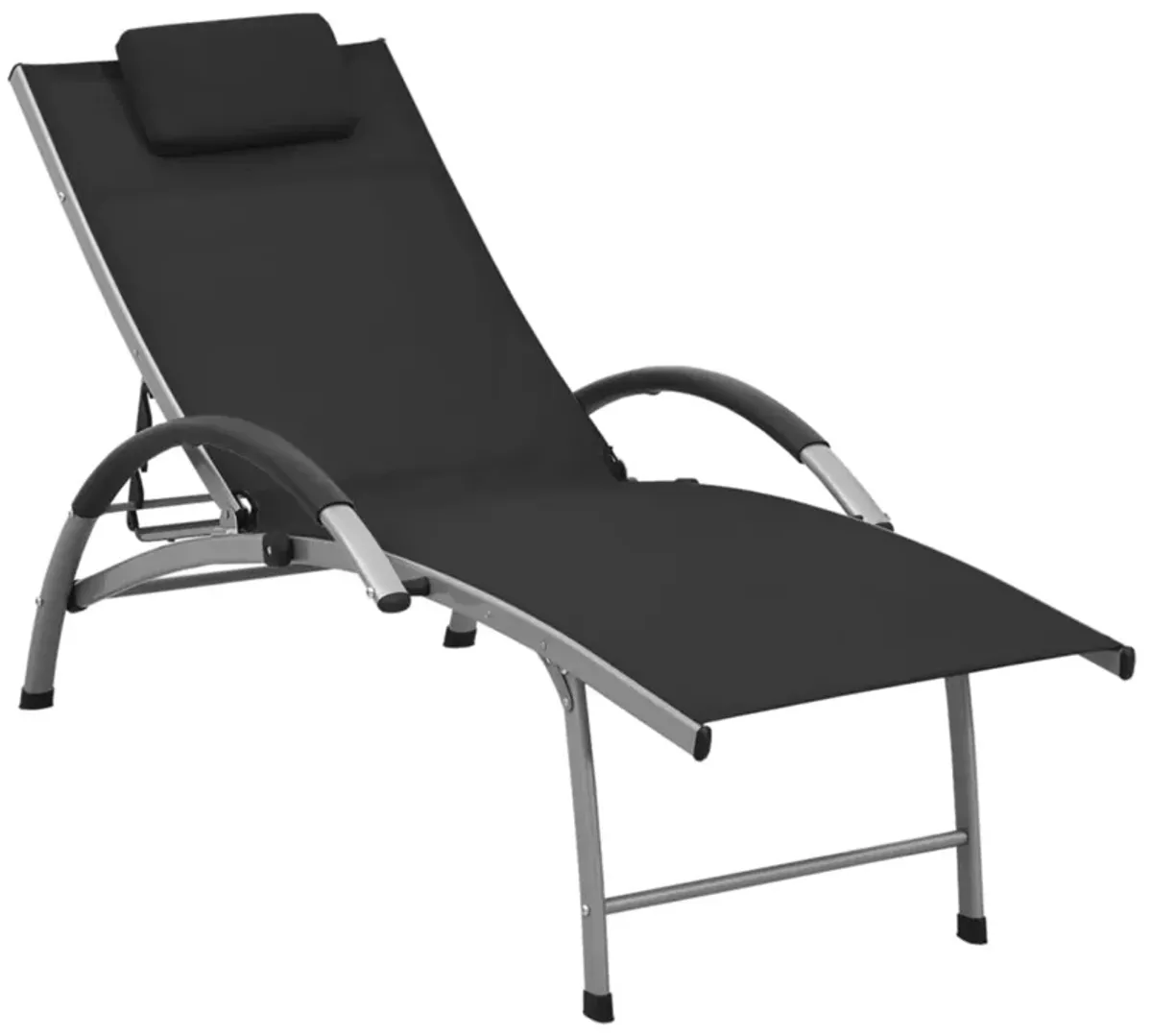 vidaXL Sun Lounger Textilene and Aluminum Black