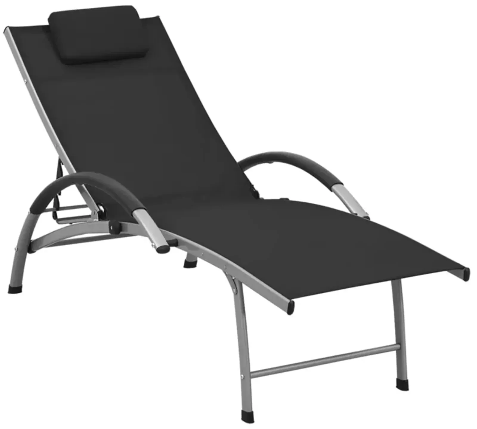 vidaXL Sun Lounger Textilene and Aluminum Black