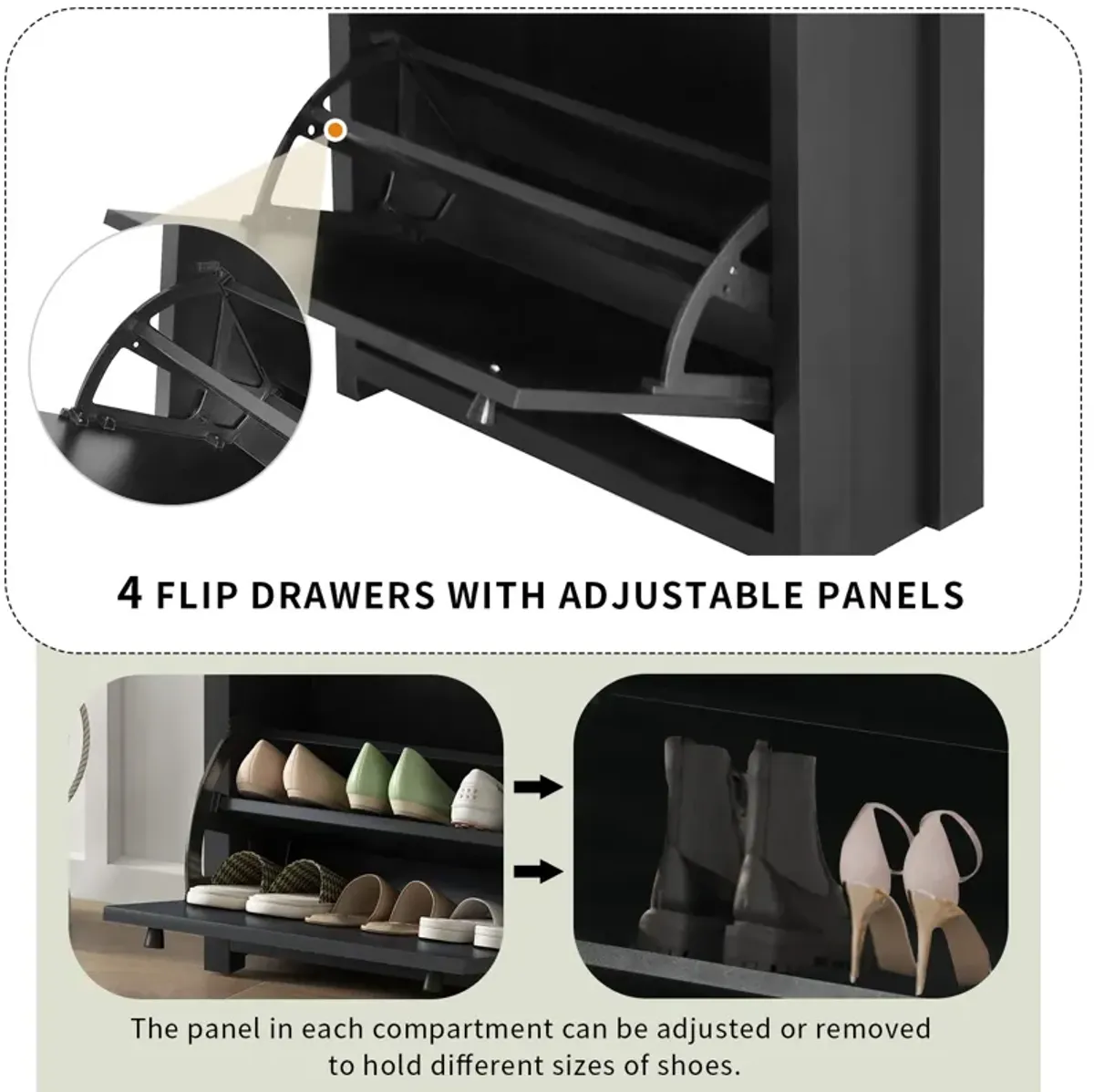 Merax Modern Style Shoe Rack with 4 Flip Drawers