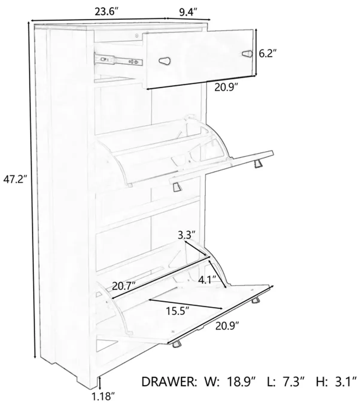 Merax Modern Style Shoe Rack with 4 Flip Drawers