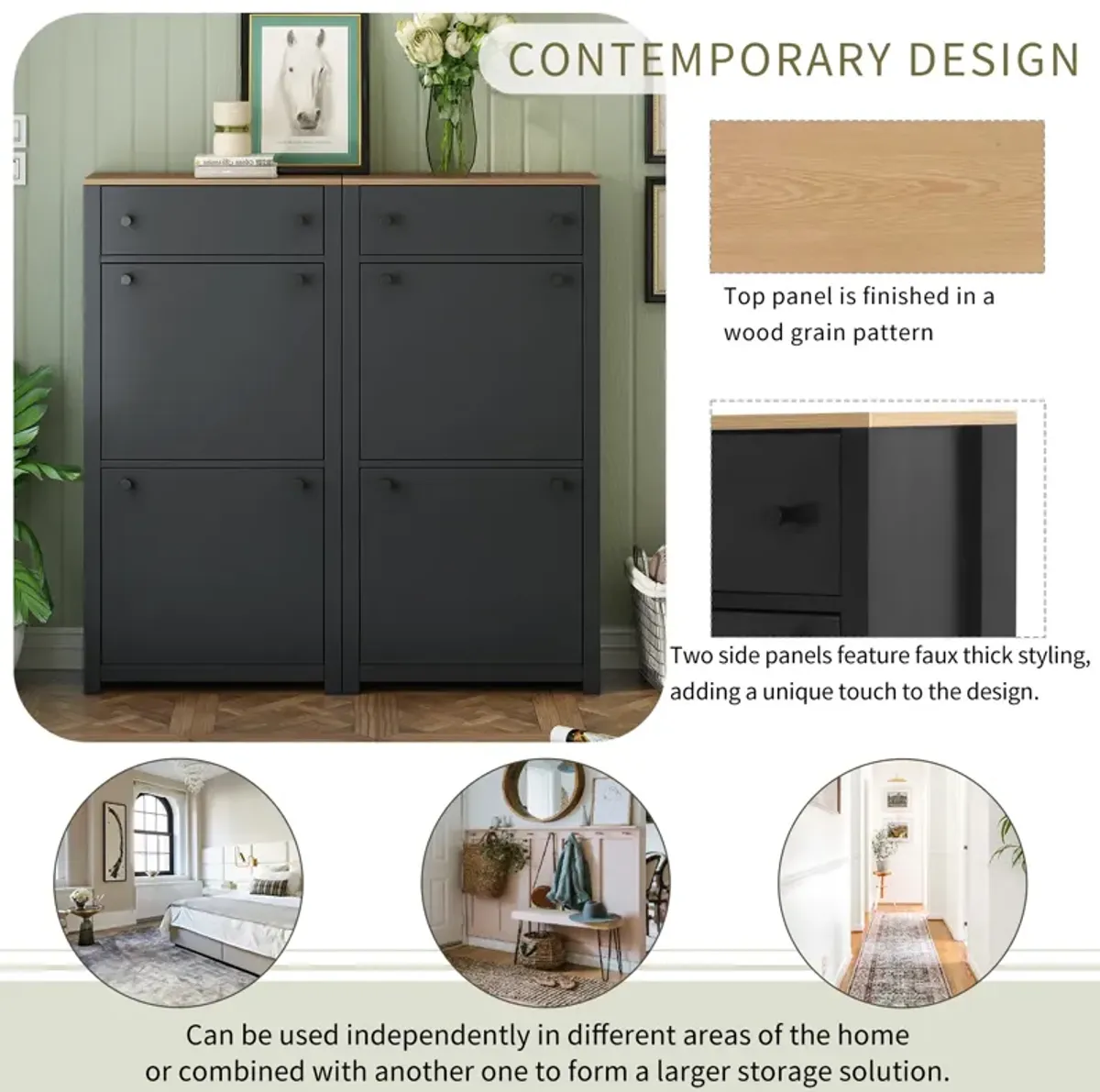 Merax Modern Style Shoe Rack with 4 Flip Drawers