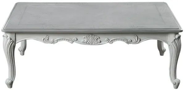 Hailey Cocktail Coffee Table, Classical Gray Solid Rubberwood, 52 Inch - Benzara