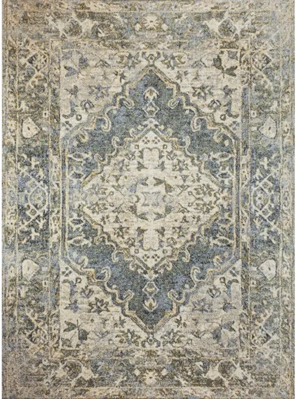 Pavel Distressed Medallion Low-Pile Machine-Washable Rug