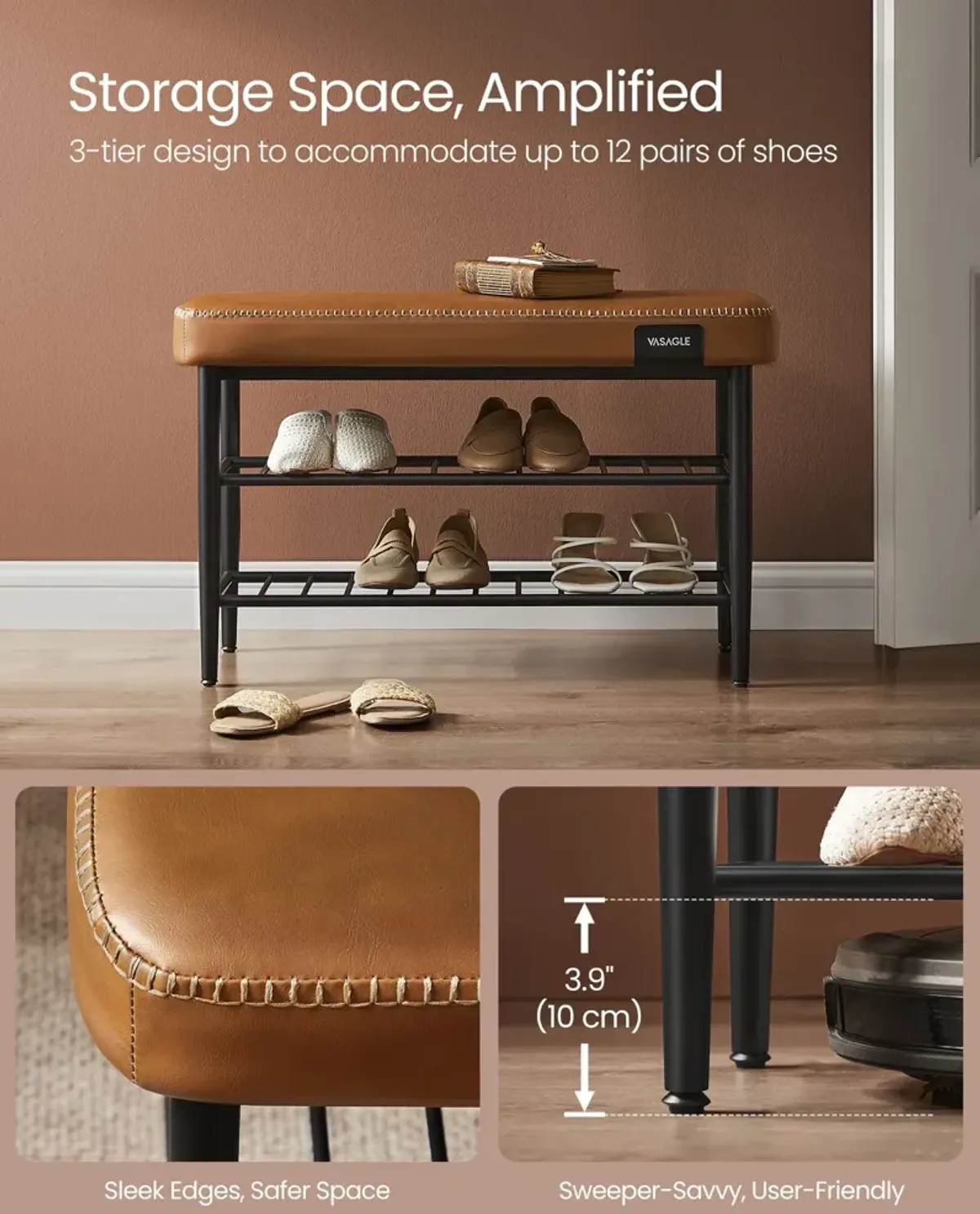 Shoe Bench with Metal Shelves: Stylish and Functional Storage for Organized Entryways