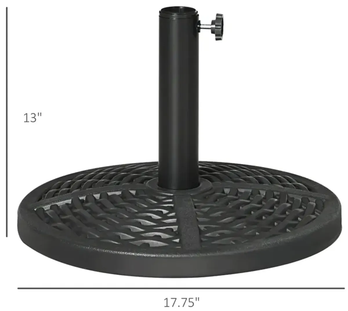 Black Outdoor Accessory: 18" Heavy Duty Round Rattan Umbrella Base