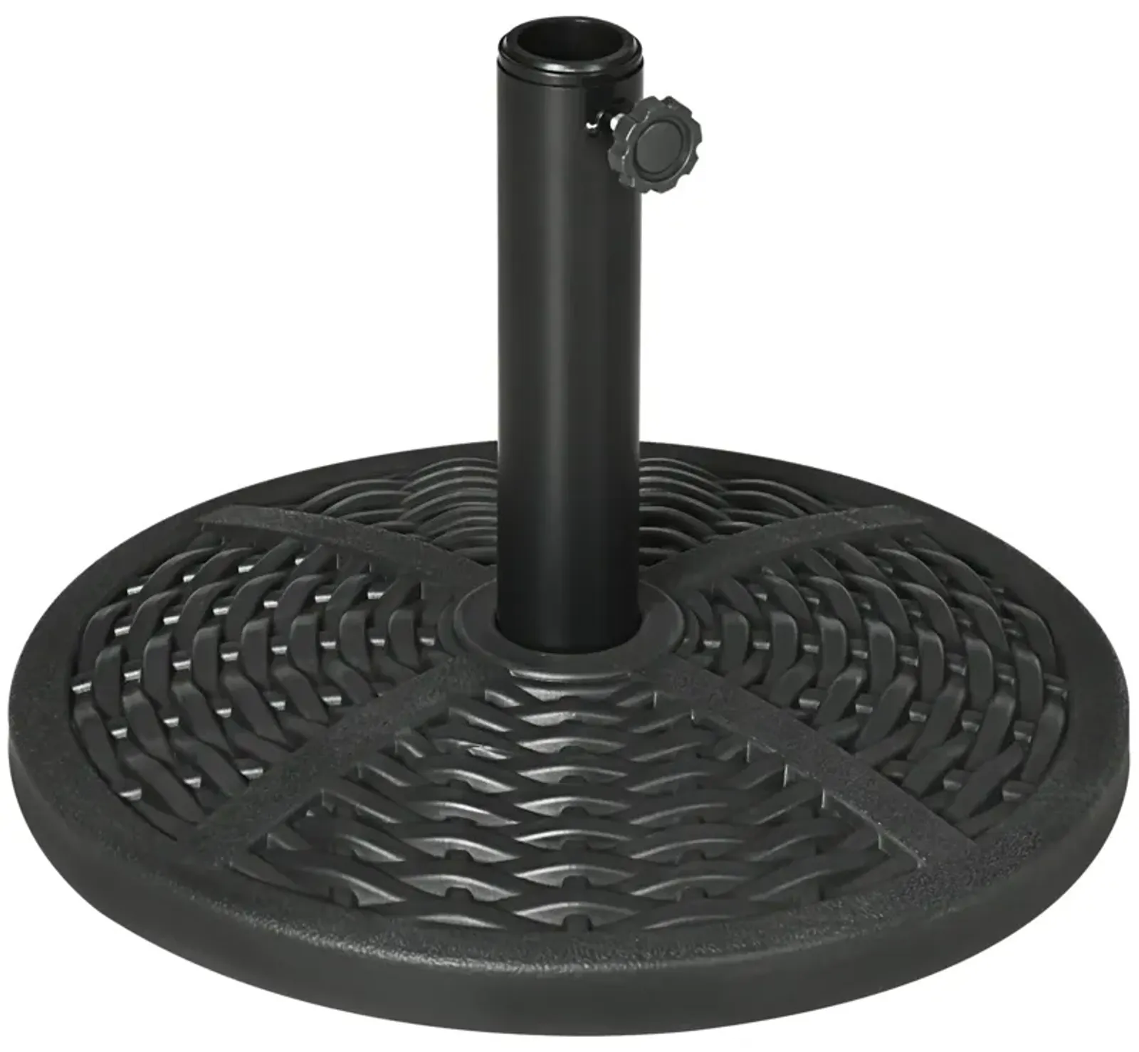 Black Outdoor Accessory: 18" Heavy Duty Round Rattan Umbrella Base