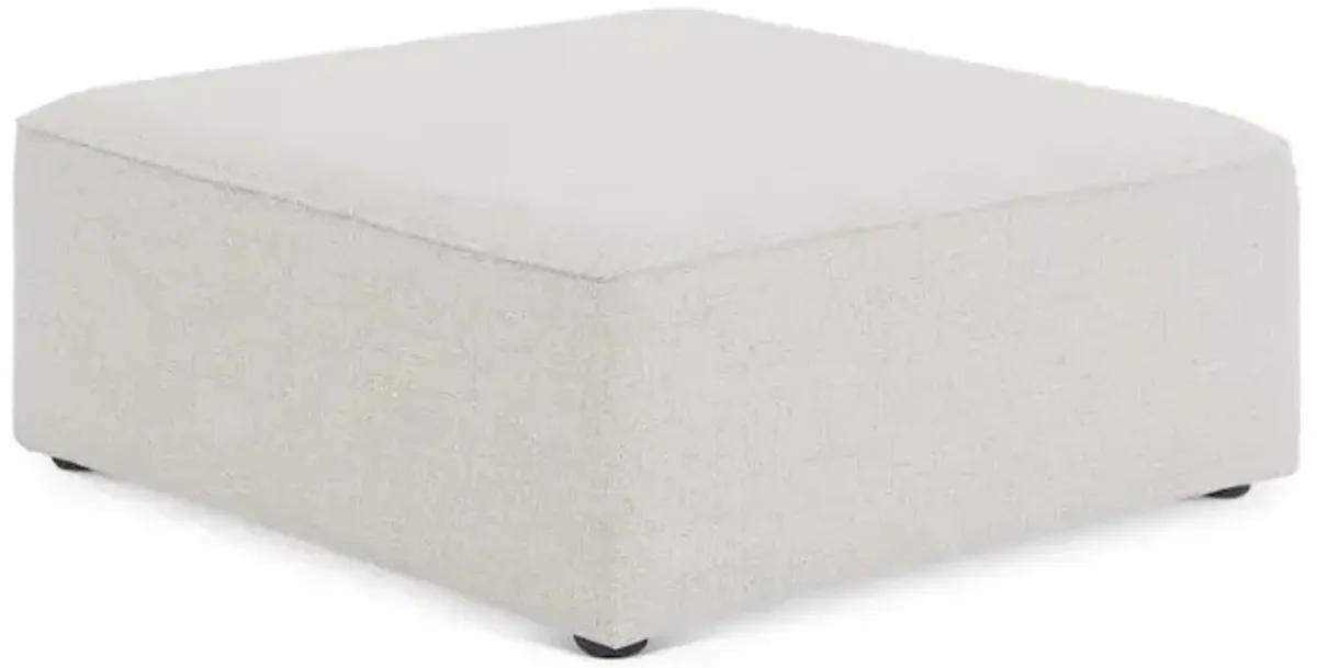 Meridian Furniture Cube Cream Durable Linen Textured Ottoman