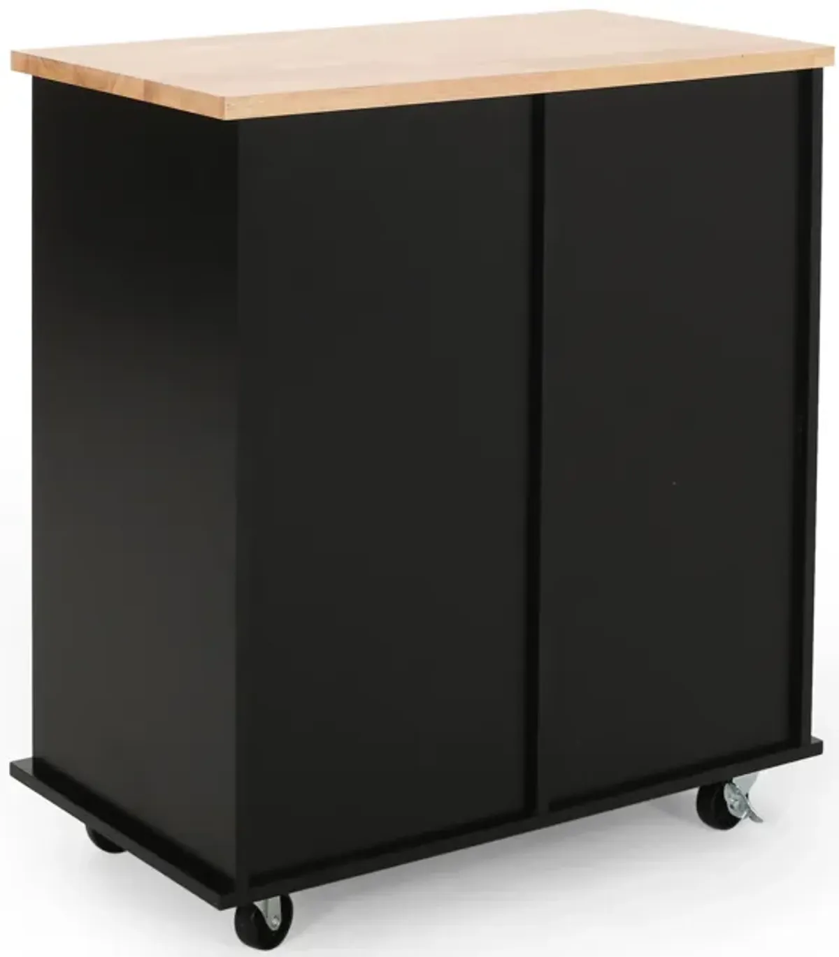 Rolling Kitchen Island Bar Cart w Drawers, Shelves, Brown n Black - Benzara