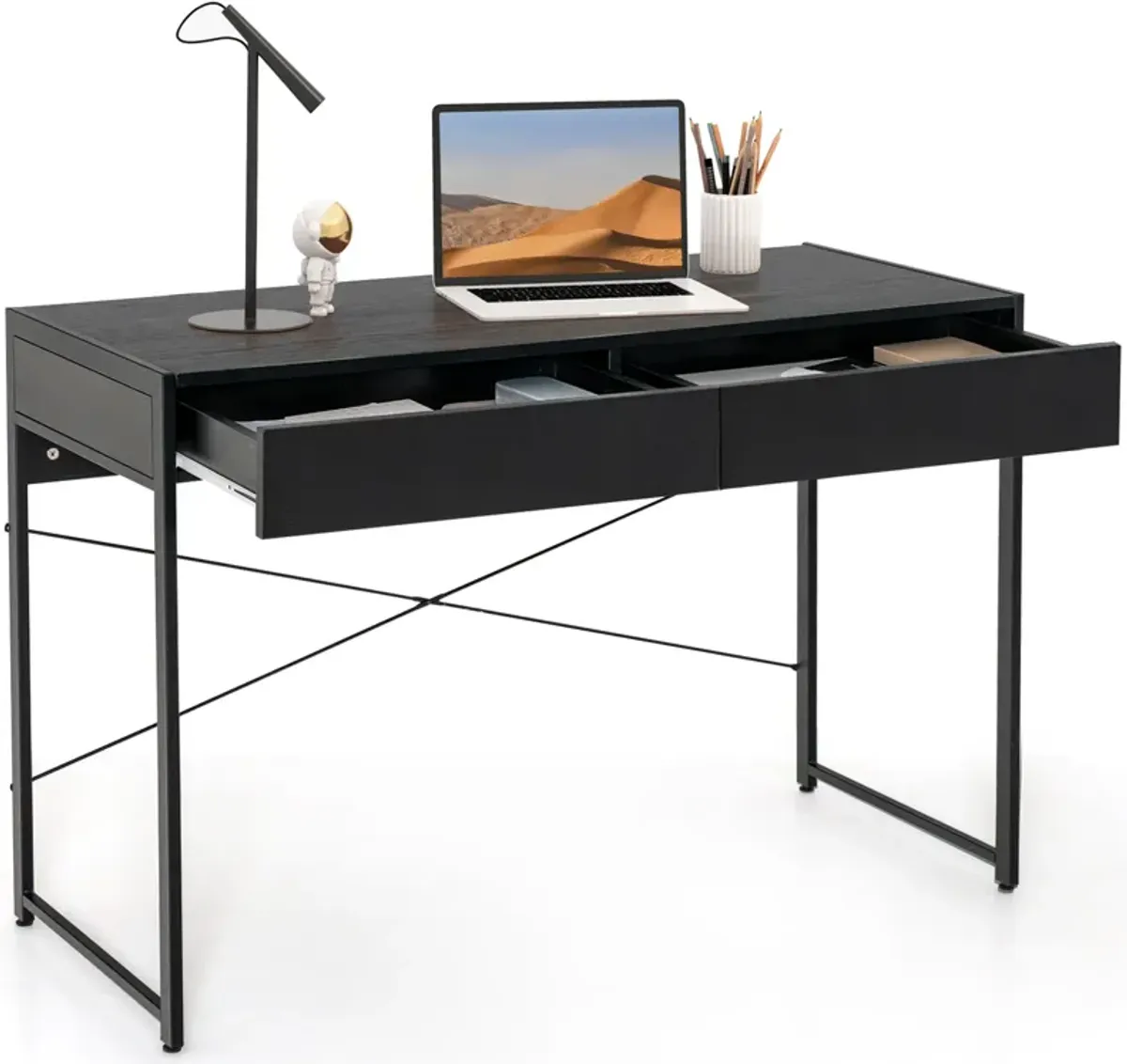 Drawer Home Office Desk with Steel Frame