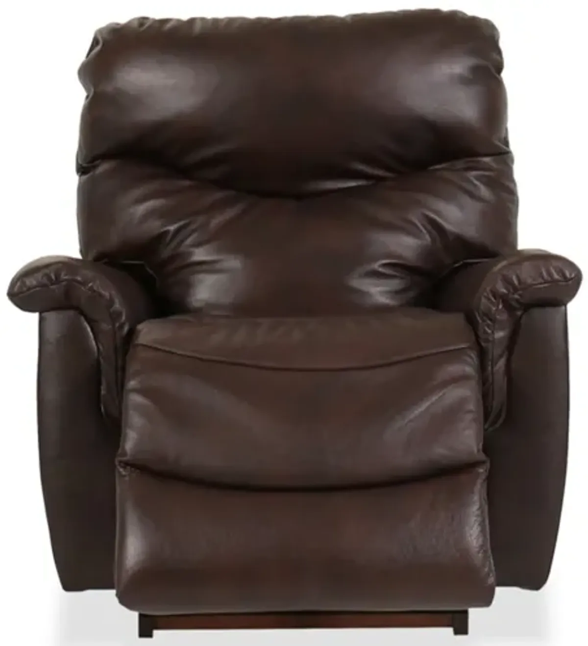 James Walnut Leather Power Rocking Recliner with Headrest