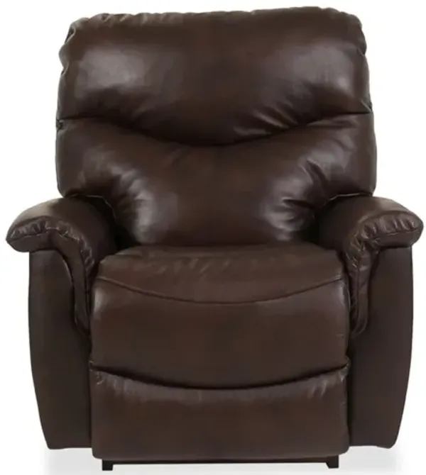 James Walnut Leather Power Rocking Recliner with Headrest