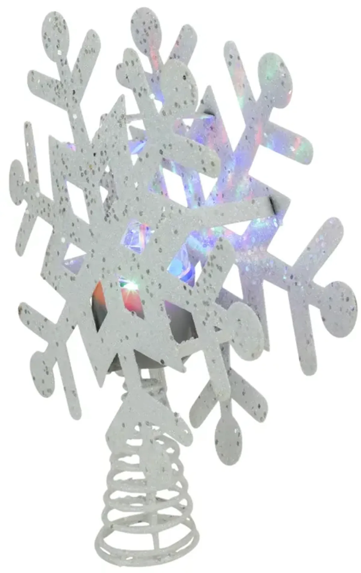 12" Lighted White Snowflake Christmas Tree Topper - Multicolor Lights