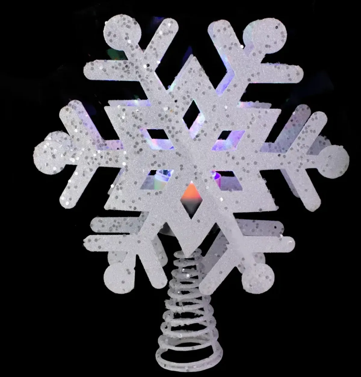 12" Lighted White Snowflake Christmas Tree Topper - Multicolor Lights