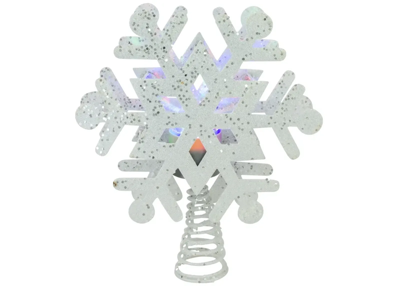 12" Lighted White Snowflake Christmas Tree Topper - Multicolor Lights