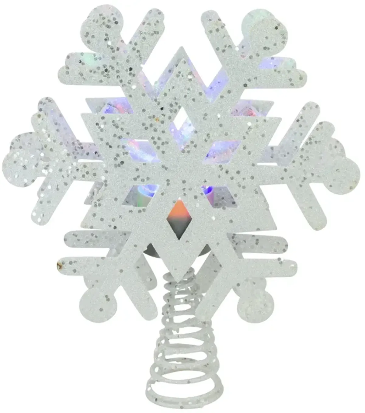 12" Lighted White Snowflake Christmas Tree Topper - Multicolor Lights