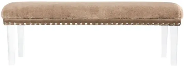 Jofran Brianna Modern Luxury Faux Fur Upholstered Bench with Clear Acrylic Legs