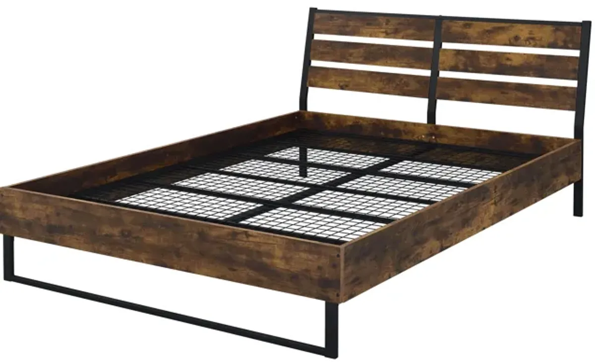 ACME Juvanth Eastern King Bed, Rustic Oak & Black Finish