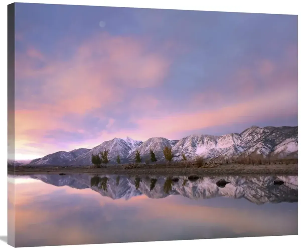 Moon over Carson Range with Carson River, Nevada-Canvas Art-36x29.88