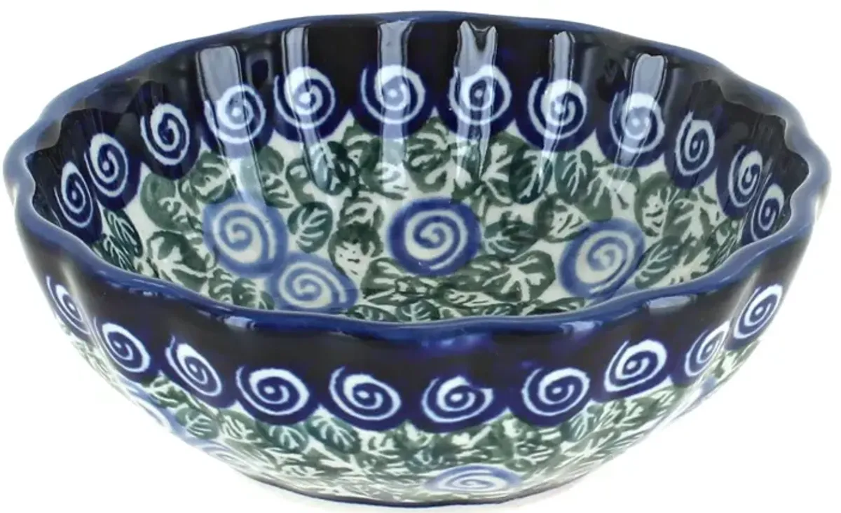 Blue Rose Polish Pottery Peacock Small Scallop Dish