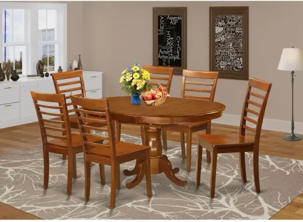 7 Pc Dining room set for 6-Table with Leaf with 6 Dining Chairs