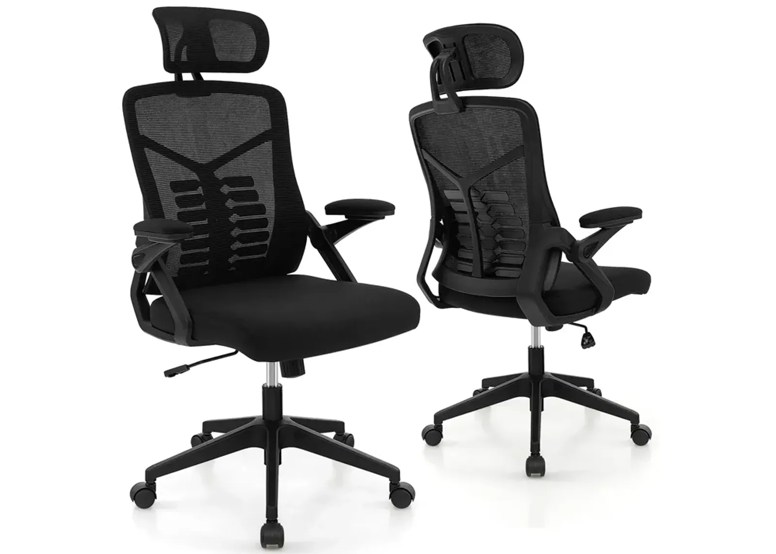 Ergonomic Mesh Office Chair with Lumbar Support and Rocking Function-Black