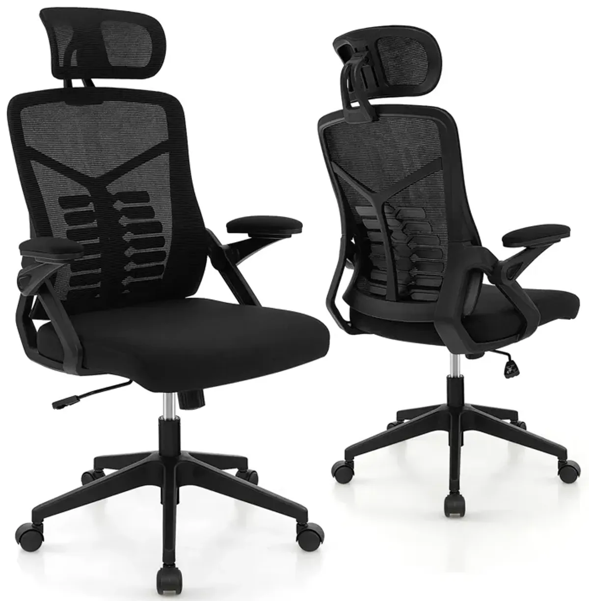 Ergonomic Mesh Office Chair with Lumbar Support and Rocking Function-Black