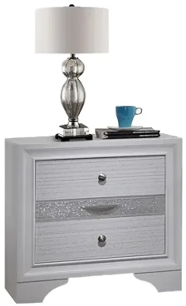 Streamdale Traditional Matrix 2 Drawer Nightstand In White Made With Wood
